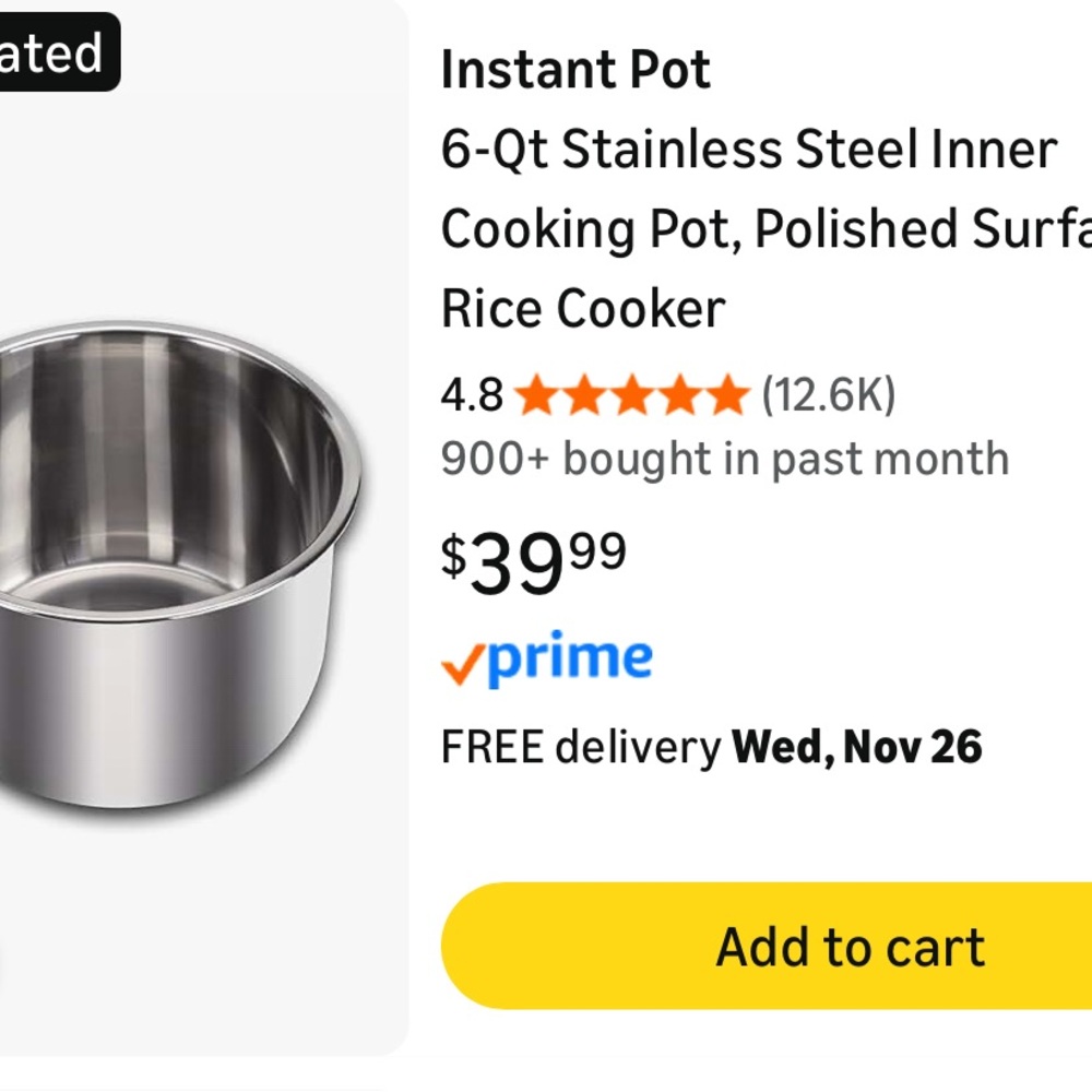 Instant Pot 6 quart Stainless Steel Inner pot. Excellent condition! - Picture 5 of 5